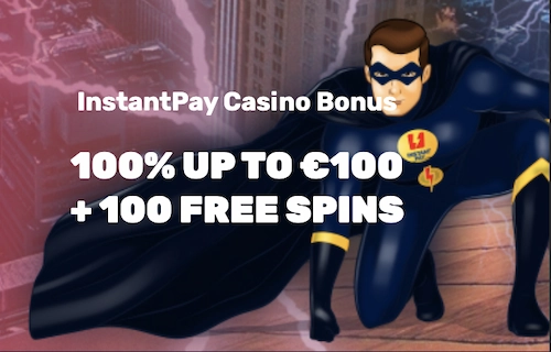 an image with InstantPay casino bonus details and game visuals